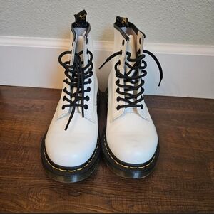 Dr Martens White Lace-Up Boots